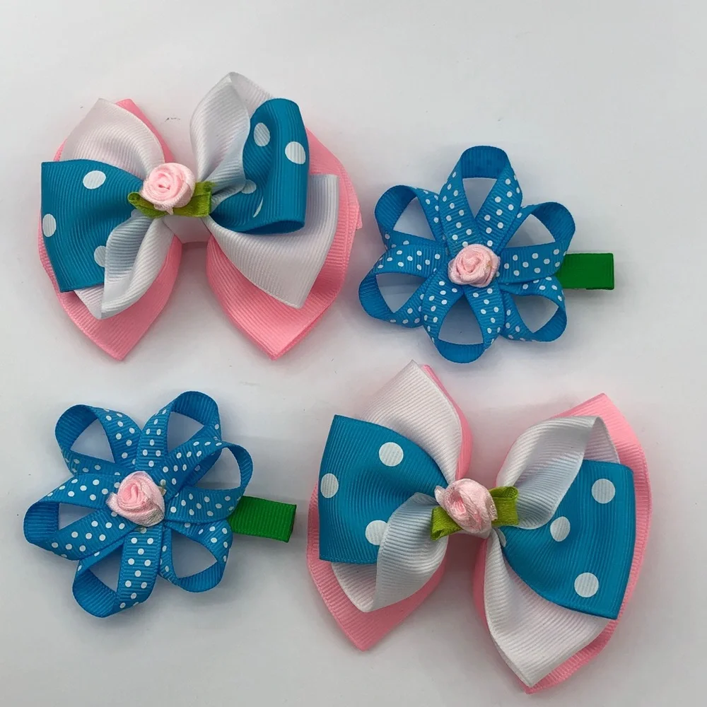 Bows for hair (set of four) alligator clips